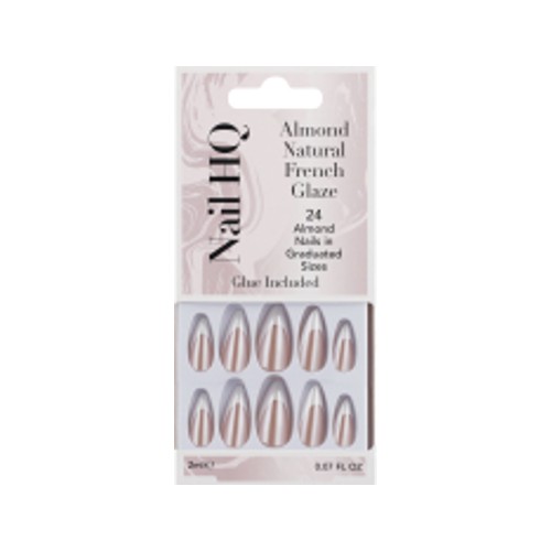 Nail Hq Almond Natural French Glaze Nails