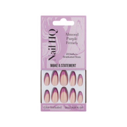 Nail Hq Almond Purple French Nails
