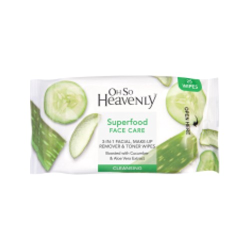 oh so heavenly superfood face care 3in1 facial wipes 25 pack