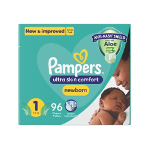 pampers new baby dry nappies jumbo pack size 1 96s