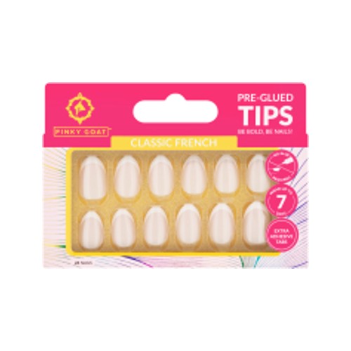 Pinky Goat Pre-Glued Tips Classic French 24 Nails
