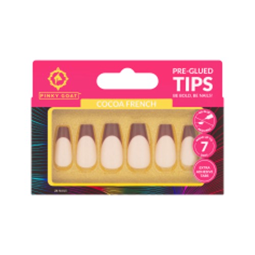 Pinky Goat Pre-Glued Tips Coca French 24 Nails