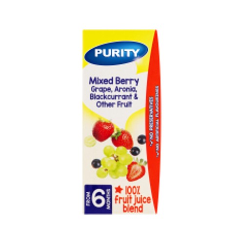 Purity 100 Pure Fruit Juice Blend Mixed Berry Grape Blackcurrant & Strawberry 200ml