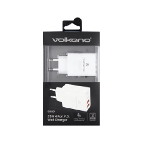 Volkano Quad Series 2 35w Fast Charging Dual Usb-C Dual Usb-A Wall Charger