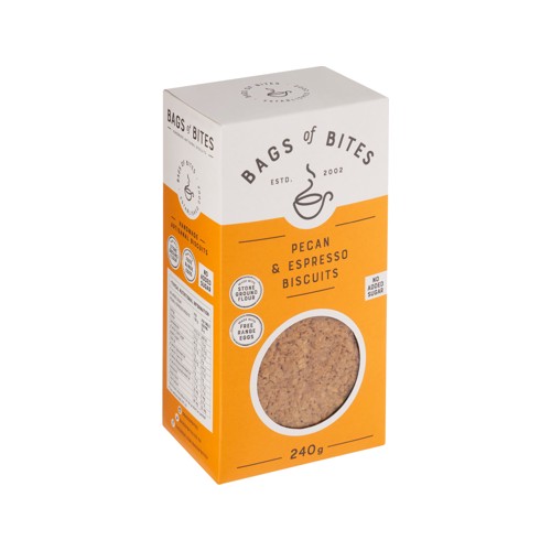 Bags of Bites Nas Pecan & Espresso Biscuit 220g Kosher