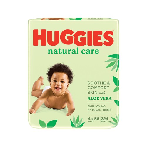 huggies baby wipes 4 x 56s natural care