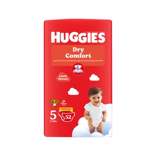 huggies dry comfort nappies jumbo pack size 5 52