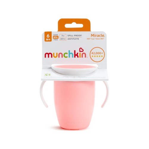 munchkin miracle 360 degree miracle trainer cup - 207ml - pink