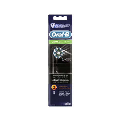 Oral B Brush Head Crossaction Black Edition 2s Refill