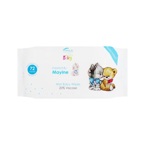 portia m baby wipes unscented 72