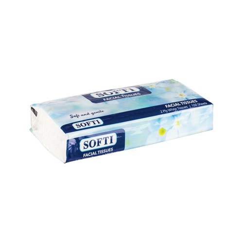 softi facial tissues white 100 sheets 2 ply