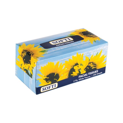 softi facial tissues white 200 sheets 2 ply- 4 pack