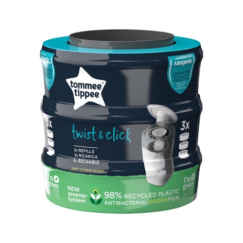 tommee tippee sangenic twist & click nappy disposable bin refill cassette 3pack eco friendlier