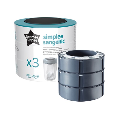 tommee tippee simplee sangenic nappy disposable bin refill cassette 3 pack