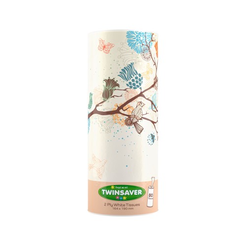 Twinsaver Facial Tissues 2ply Tube 80s