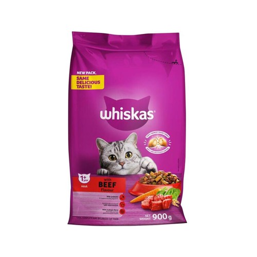 Whiskas Dry Adult Cat Food Beef Beef 900 g