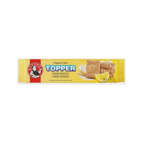 bakers topper lemon flavoured biscuits cream filled bis