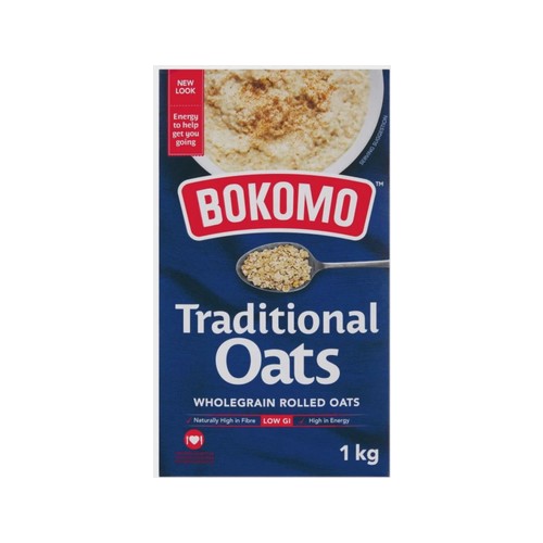 bokomo whole grain rolled traditional oats box