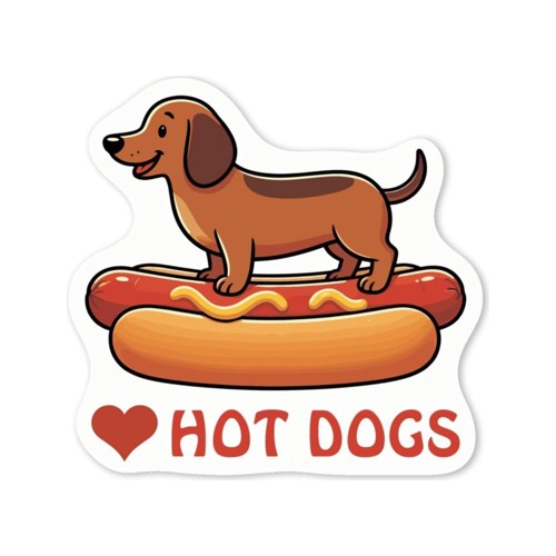 Dtc 3 Cm Azeeda 4 x Love Hot Dogs Stickers - White 5