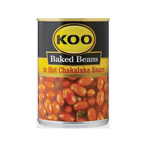 koo baked beans in hot chakalaka sauce beans