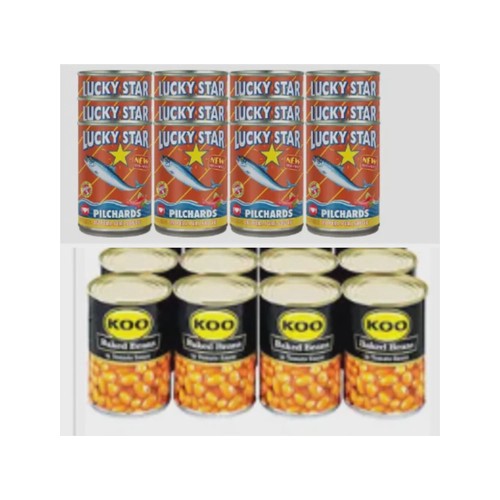 lucky star 12 pilchards 12 baked beans edible combo