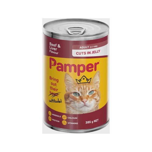 Pamper Beef and Liver Flavour Beef, Liver 385 g Wet Adu...