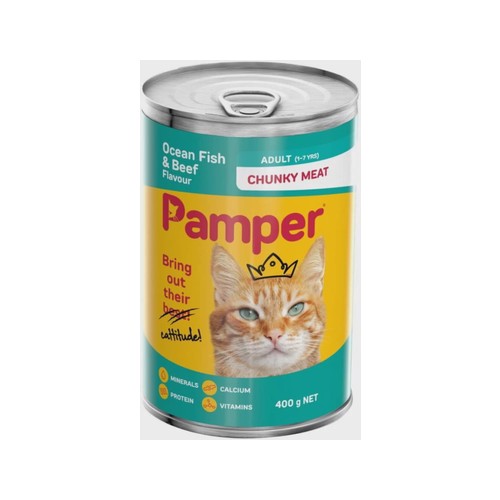 Pamper Ocean Fish and Beef Flavour Fish, Beef 12 x 400 ...