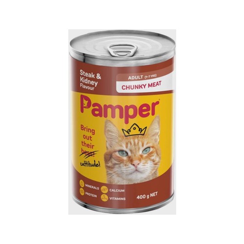 Pamper Steak and Kidney Flavour Meat 400 g Wet Adult Ca...