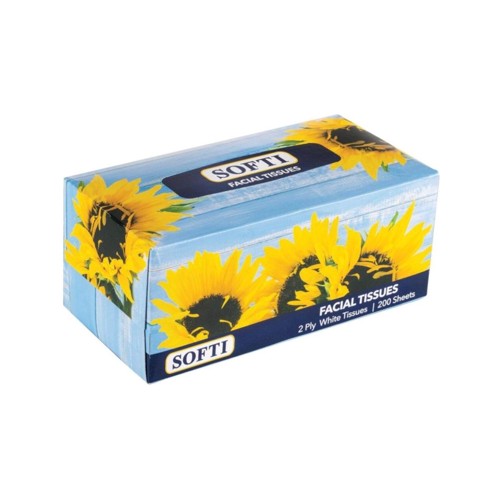 Softi 2 Ply White Tissues 200 Sheets Facial Dry Tissue