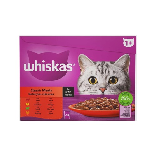 Whiskas Classic Meals Beef, Chicken, Lamb, Poultry 4 x ...