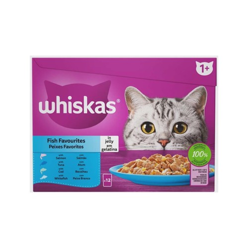 Whiskas Fish Favourites Salmon, Tuna, Fish 4 x 85 g Wet...
