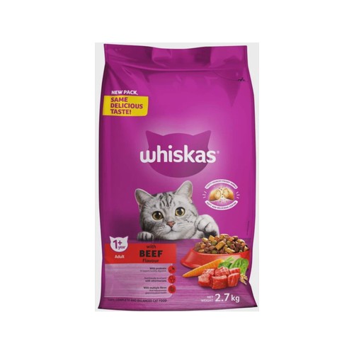 Whiskas With Prebiotic Beef 2.7 kg Dry Adult Cat Food