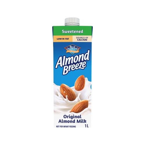 almond breeze sweetened original uht almond milk 1l