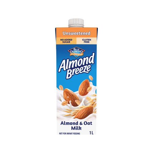 almond breeze unsweetened almond & oat milk 1l
