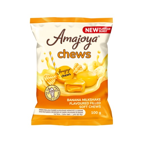 amajoya banana milkshake flavoured toffee chews 100g
