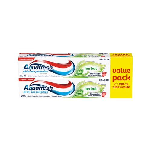 aquafresh herbal toothpaste value pack 2 x 100ml