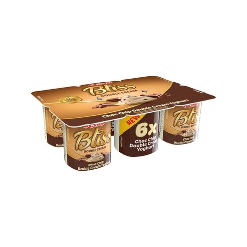 Clover Bliss Choc Chip Double Cream Yoghurt 6 pack