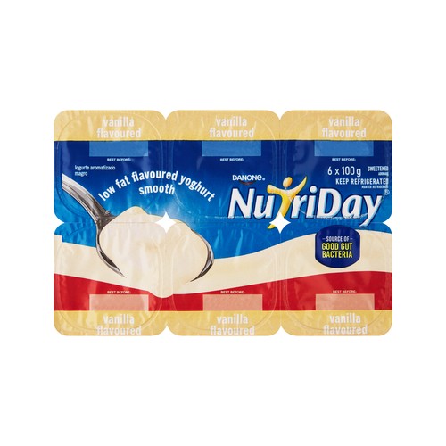 Danone Nutriday Low Fat Smooth Vanilla Yoghurt 6 x 100g