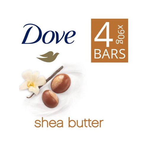 dove purely pampering shea butter beauty soap 4 x 90g