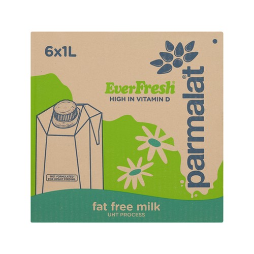 everfresh milk fat free long life 6 x 1l