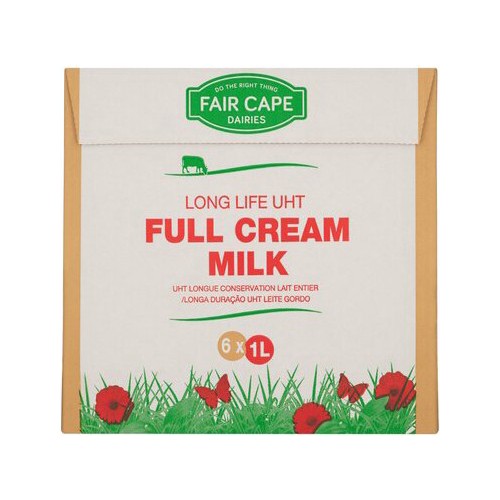 fair cape eco uht full cream milk 6 x 1l