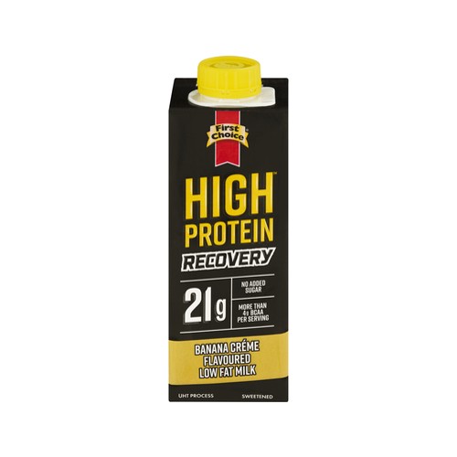 first choice high protein recovery banana creme flavoured milk 250ml