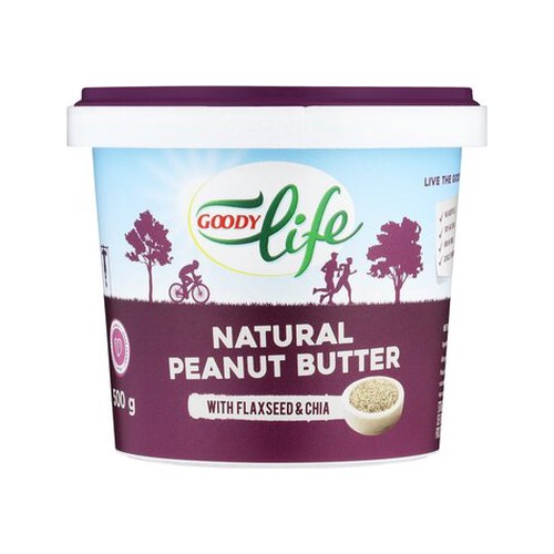 goody life natural peanut butter with flaxseed & chia 500g