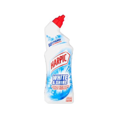 harpic white & shine thick bleach toilet cleaner original 750ml