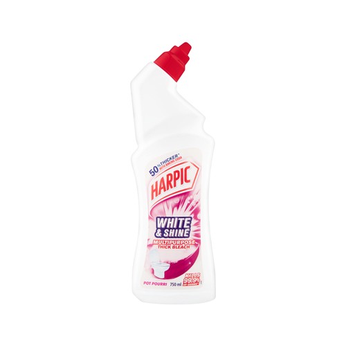 harpic white & shine thick bleach toilet cleaner pot pourri 750ml
