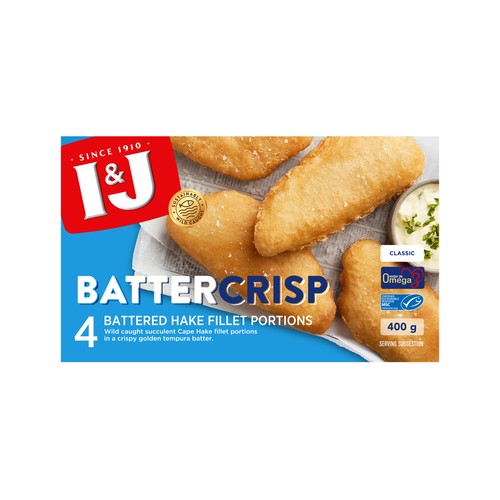 I&j Battercrisp Classic Battered Hake Fillet Portions 400g