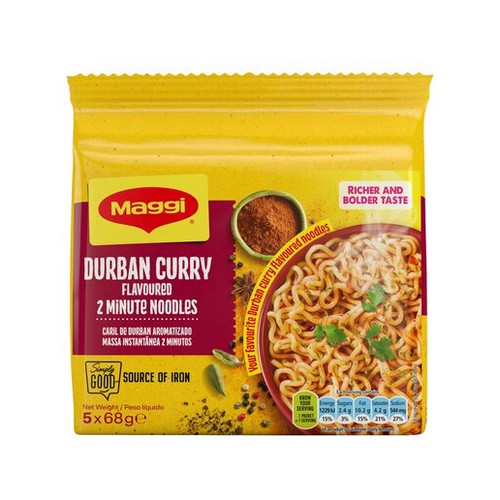 maggi durban curry 2 minute instant noodles 5 x 68g