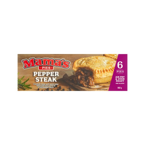 Mamas Pepper Steak Pies 6 pack