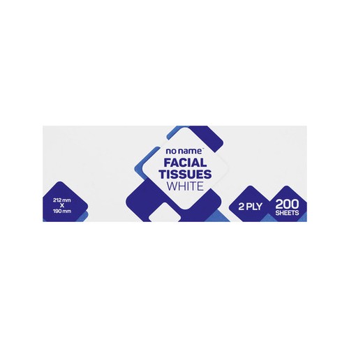 no name 2 ply facial white tissues 200 sheets