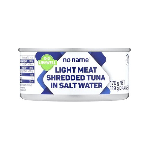 no name live well shredded tuna in salt water 170g